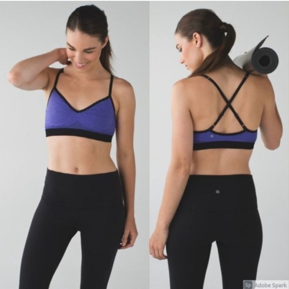Lululemon Yoga Ebb To Street Sports Bra Purple Black Size4